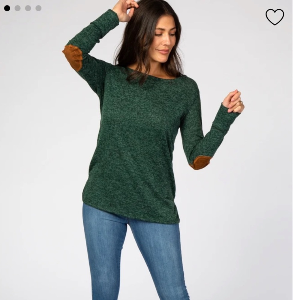 PinkBlush Olive Button Back Quilted Elbow Knit Top